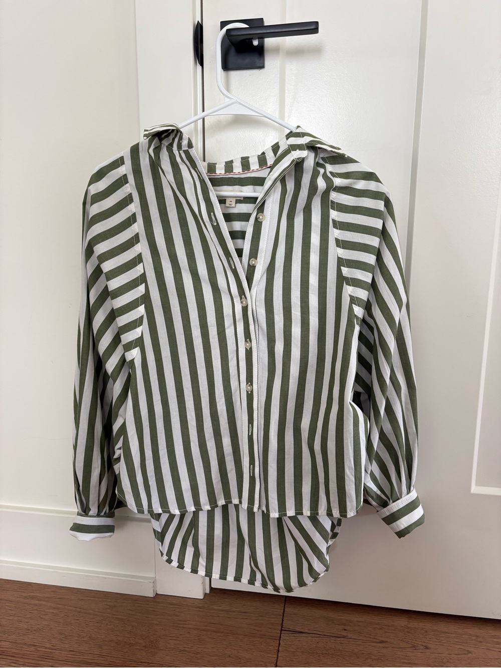 Pilcro Olive & White Striped Button-Down Shirt
